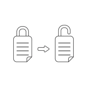 Vector icon concept of paper padlocks, closed and opened. Stock Illustration
