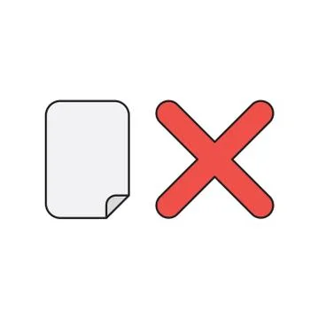 Vector icon concept of paper with x mark. Stock Illustration