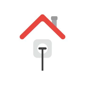 Vector icon concept of plug plugged into outlet under house roof 库存插图