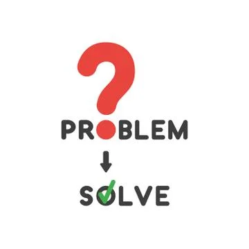 Vector icon concept of problem word with question mark and solve word with ch Stock Illustration