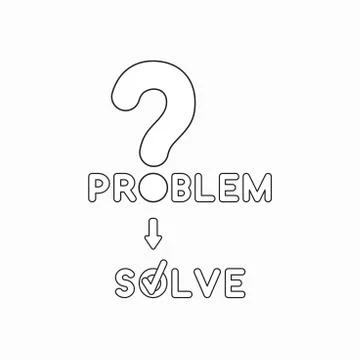 Vector icon concept of problem word with question mark and solve word with ch 스톡 일러스트