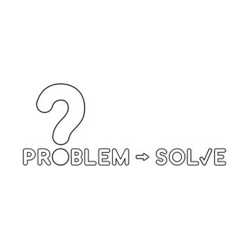 Vector icon concept of problem word with question mark and solve word with ch Illustrazione stock