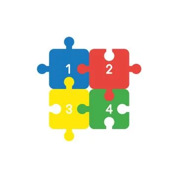 Vector icon concept of puzzle jigsaw pieces connected Stock Illustration