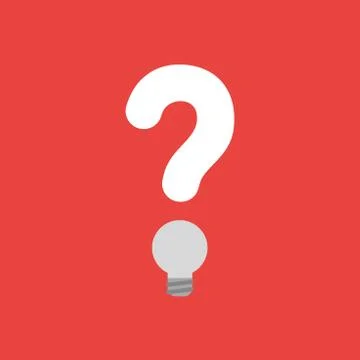 Vector icon concept of question mark with grey light bulb on red background Illustrazione stock