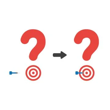 Vector icon concept of question mark with bulls eye and dart in the center Stock Illustration