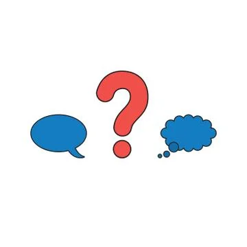 Vector icon concept of question mark between speech bubble and thought bubble Illustrazione stock