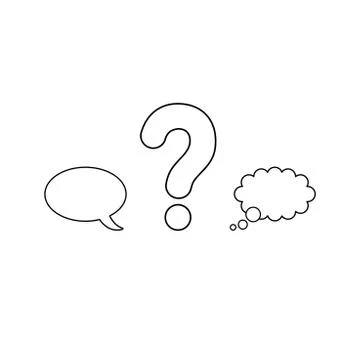 Vector icon concept of question mark between speech bubble and thought bubble Stock Illustration