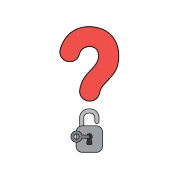 Vector icon concept of question mark with padlock and key unlock. Stock Illustration