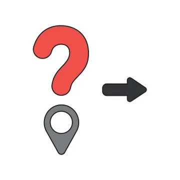 Vector icon concept of question mark and map pointer. Stockillustratie