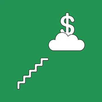 Vector icon concept of reach dollar with stairs on cloud. Stock Illustration