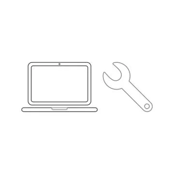 Vector icon concept of repair laptop computer with spanner. Stock Illustration