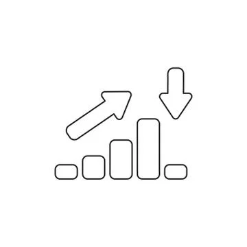 Vector icon concept of sales bar chart moving up and moving down with arrows  Stock Illustration