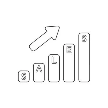 Vector icon concept of sales bar graph up. Illustrazione stock