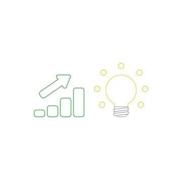Vector icon concept of sales bar chart with arrow pointing up and glowing lig Stock Illustration
