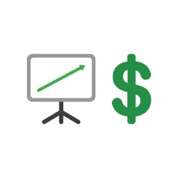Vector icon concept of sales chart arrow moving up with dollar symbol Stock Illustration