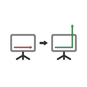 Vector icon concept of sales chart arrow down and up. Stock Illustration