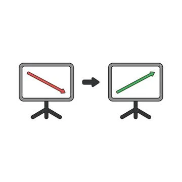 Vector icon concept of sales chart arrow down and up. Stock Illustration