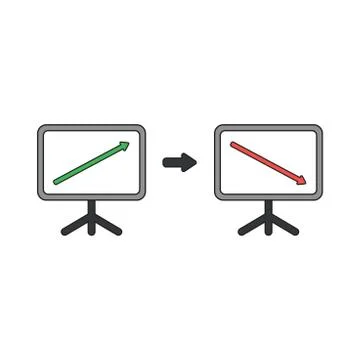 Vector icon concept of sales chart arrow up and down. Stock Illustration