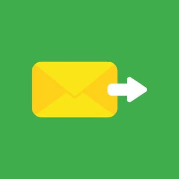 Vector icon concept of sent mail envelope with arrow moving right on green ba Stock Illustration