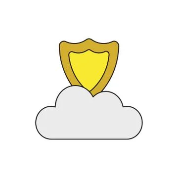 Vector icon concept of shield on cloud. Stock Illustration