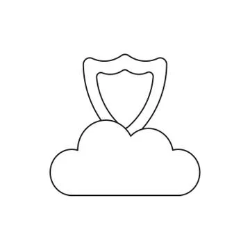 Vector icon concept of shield on cloud. Illustrazione stock