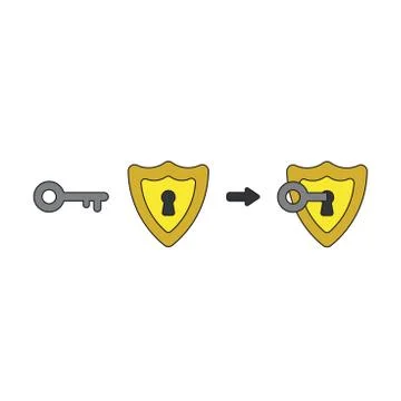 Vector icon concept of shield with keyhole and key. Stock Illustration