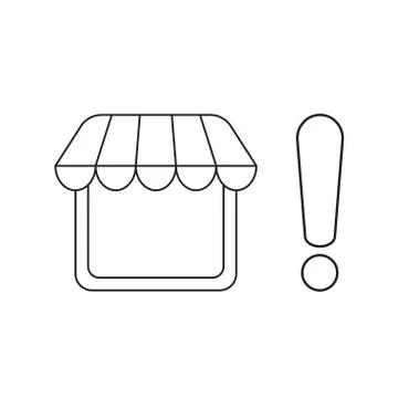 Vector icon concept of shop store and exclamation mark. Stock Illustration
