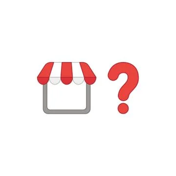 Vector icon concept of shop store with question mark. Stock Illustration