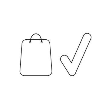 Vector icon concept of shopping bag with check mark. Stock Illustration