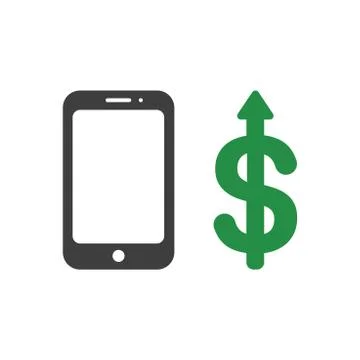 Vector icon concept of smartphone with dollar money arrow moving up Stock Illustration