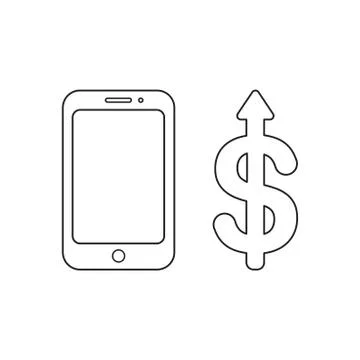 Vector icon concept of smartphone with dollar arrow moving up. Illustrazione stock