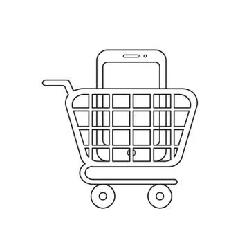 Vector icon concept of smartphone inside shopping cart. Stock-Illustration