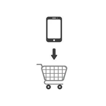 Vector icon concept of smartphone into shopping cart Stock Illustration