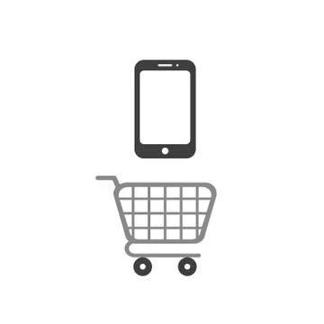 Vector icon concept of smartphone with shopping cart Stock-Illustration