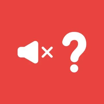 Vector icon concept of sound off symbol with question mark on red background 스톡 일러스트