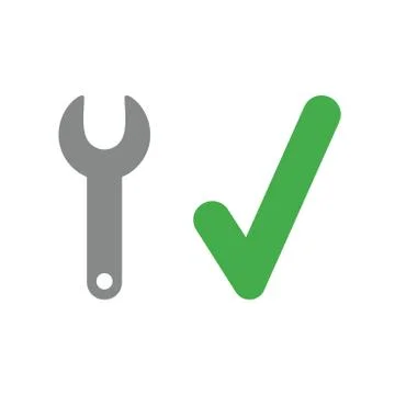 Vector icon concept of spanner with check mark 스톡 일러스트