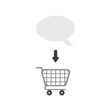 Vector icon concept of speech bubble inside shopping cart Stock Illustration