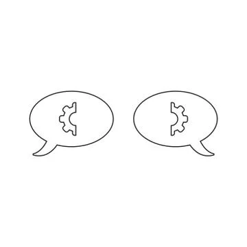 Vector icon concept of speech bubbles with gear parts. Stockillustratie