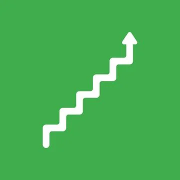 Vector icon concept of stairs with arrow moving up on green background Illustrazione stock