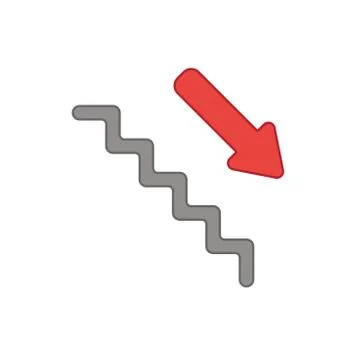 Vector icon concept of stairs with arrow pointing down. Stock Illustration