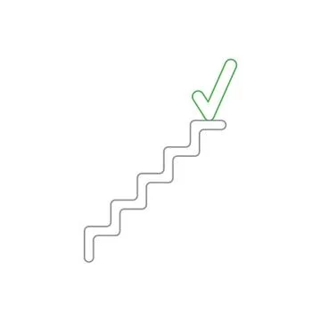 Vector icon concept of stairs with check mark on the top. Stock Illustration