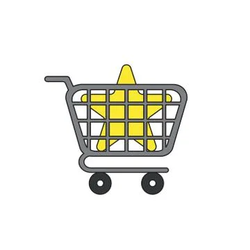 Vector icon concept of star inside shopping cart. Stock Illustration