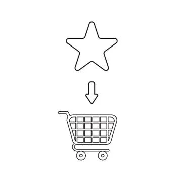 Vector icon concept of star into shopping cart. Illustrazione stock