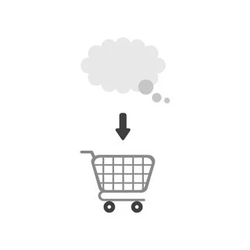 Vector icon concept of thought bubble inside shopping cart Stock Illustration