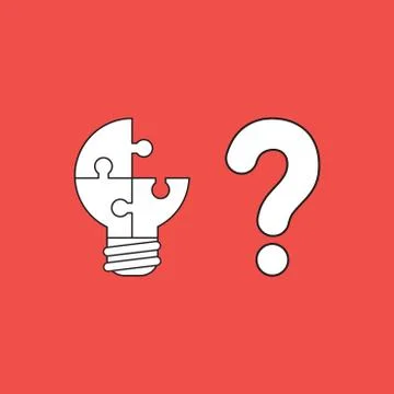 Vector icon concept of three connected light bulb puzzle, missing piece with  Stock Illustration