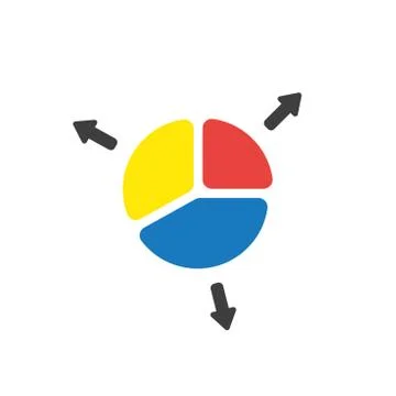 Vector icon concept of three parts of diagram pie Ilustración de archivo