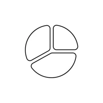 Vector icon concept of three parts diagram. Black outlines. Stock Illustration