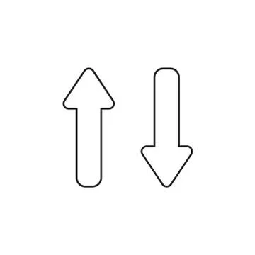 Vector icon concept of two arrows pointing up and down. Black outline. Stock Illustration