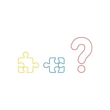 Vector icon concept of two incompatible puzzle pieces and question mark. Colo Stock Illustration