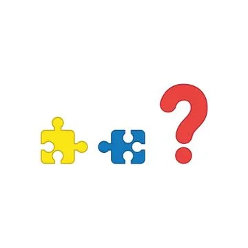 Vector icon concept of two incompatible puzzle pieces and question mark. Colo Stock Illustration